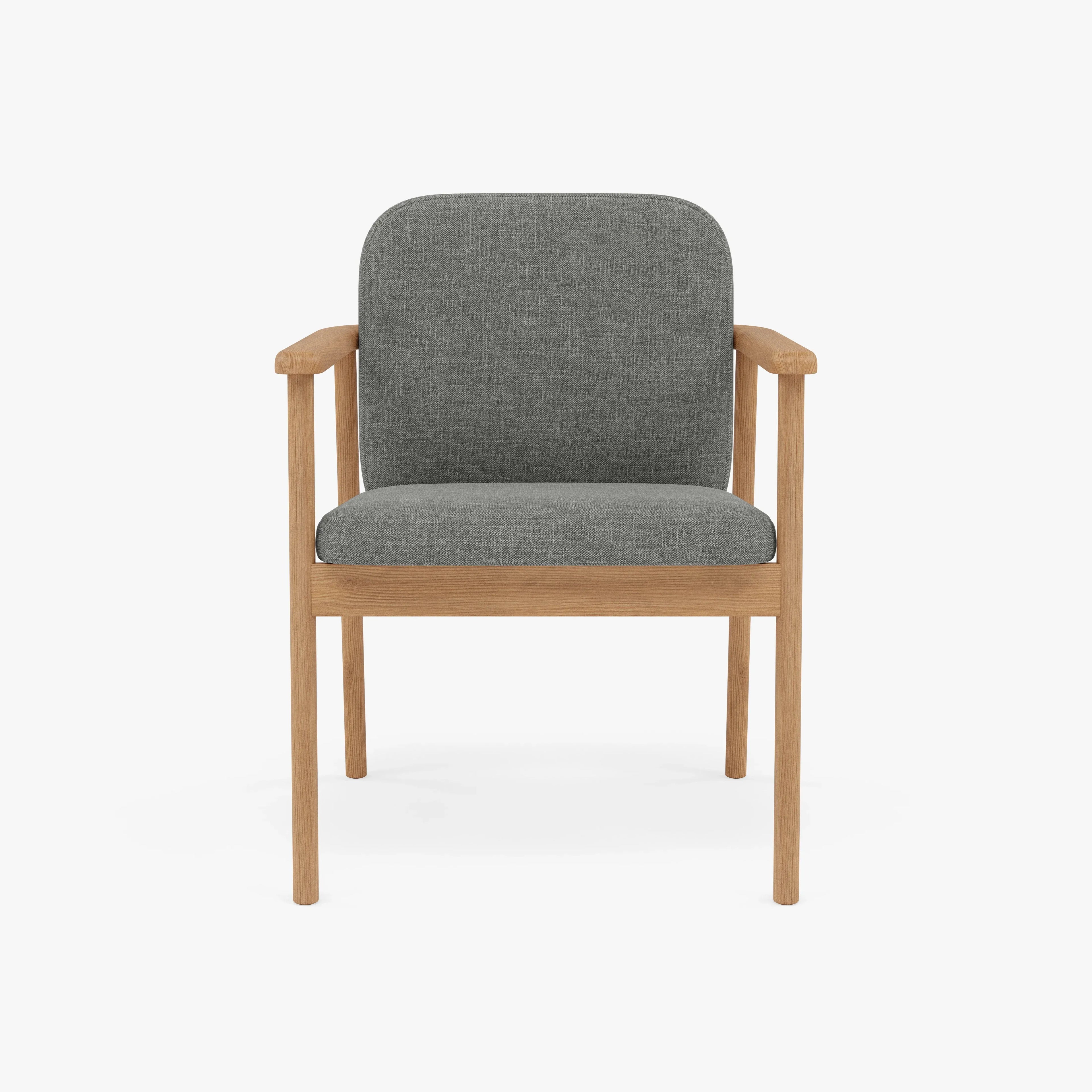 Jackson Dining Chair Pewter Gray Fabric Solid American Oak