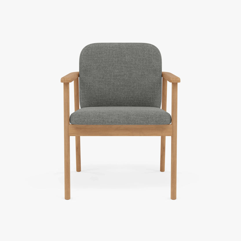 Jackson Dining Chair Pewter Gray Fabric Solid American Oak