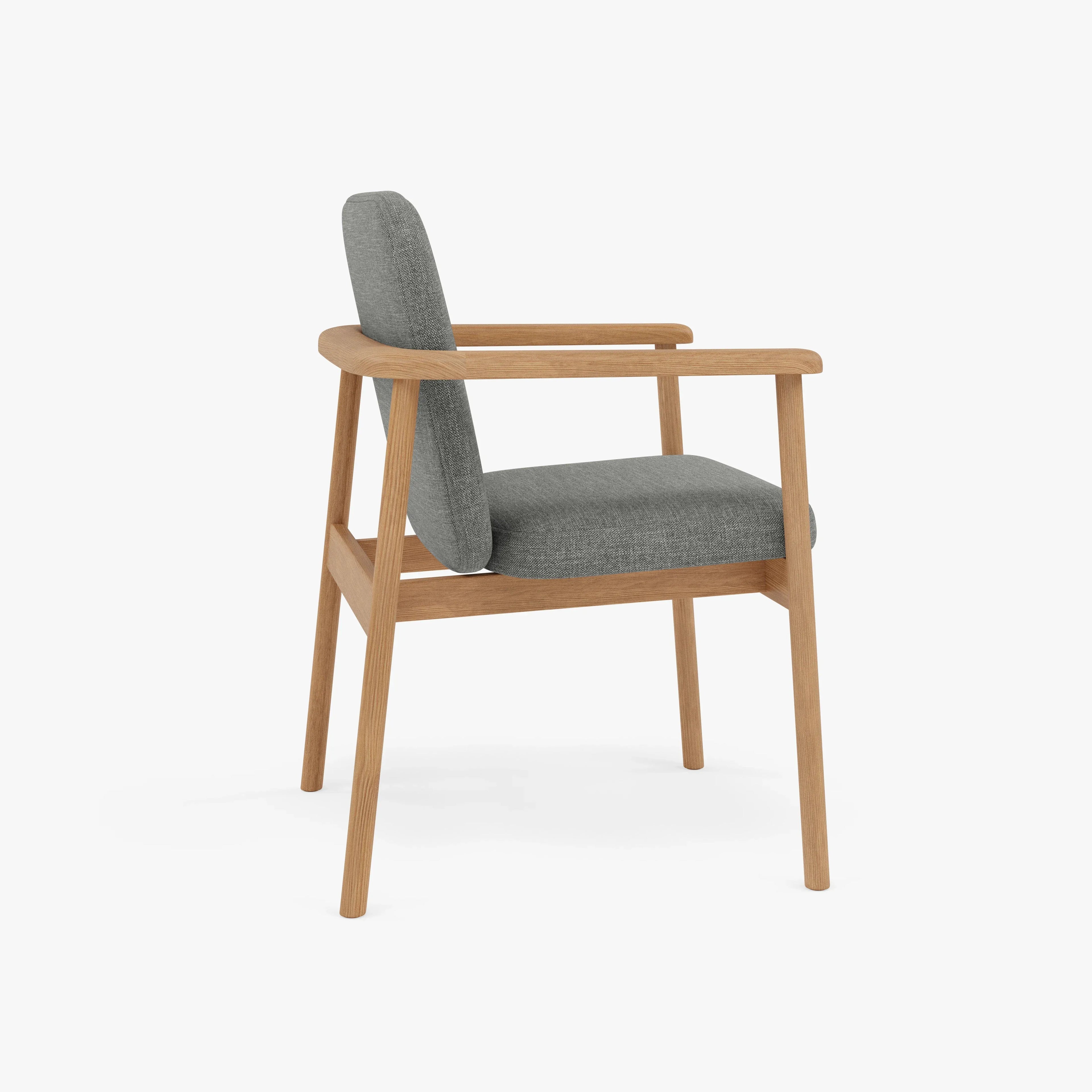 Jackson Dining Chair Pewter Gray Fabric Solid American Oak