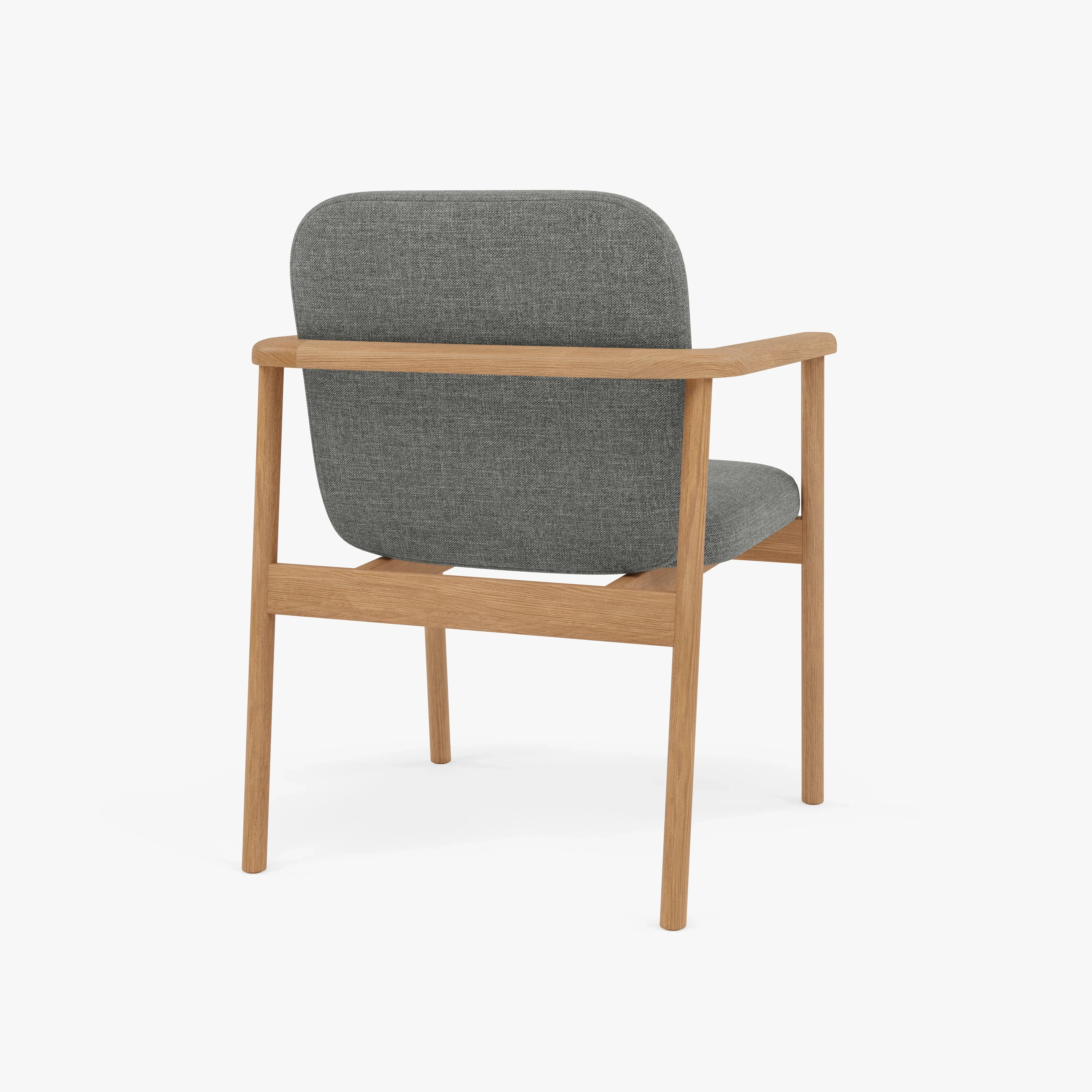 Jackson Dining Chair - Solid American Oak with Pewter Gray Fabric