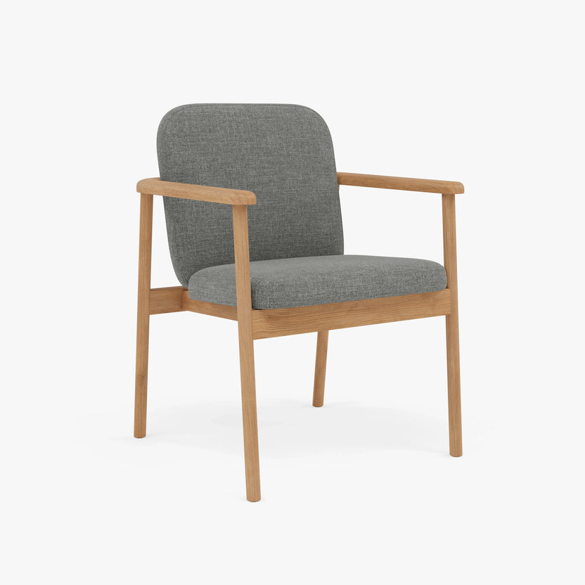 Jackson Dining Chair Pewter Gray Fabric Solid American Oak
