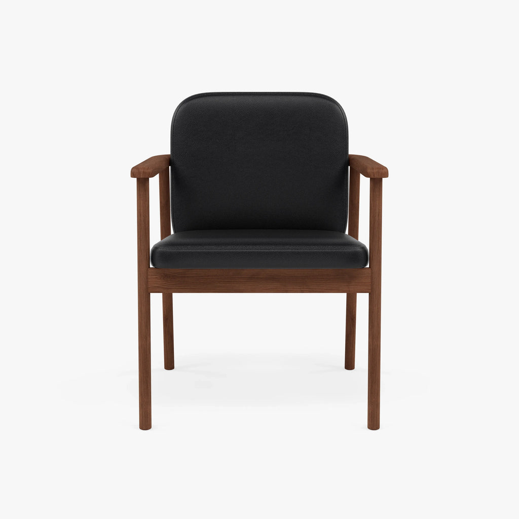 Jackson Dining Chair Black Leather Solid American Walnut