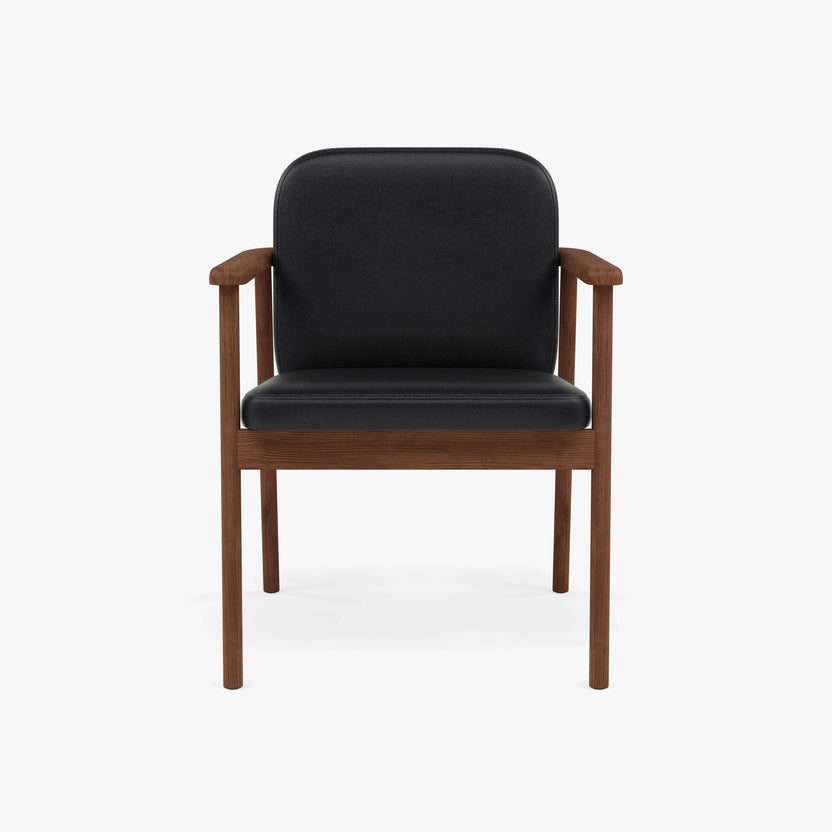 Jackson Dining Chair Black Leather Solid American Walnut