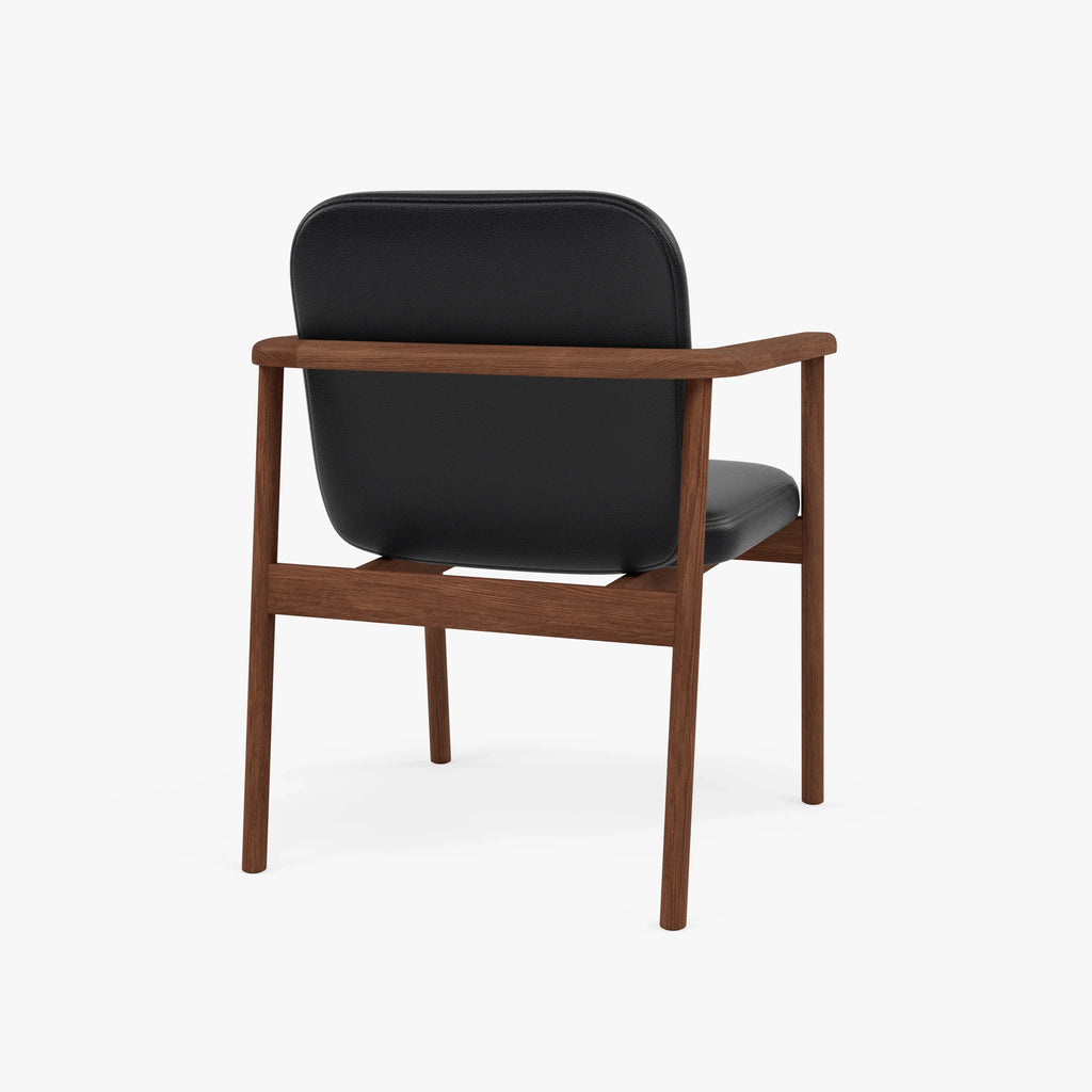 Jackson Dining Chair Black Leather Solid American Walnut