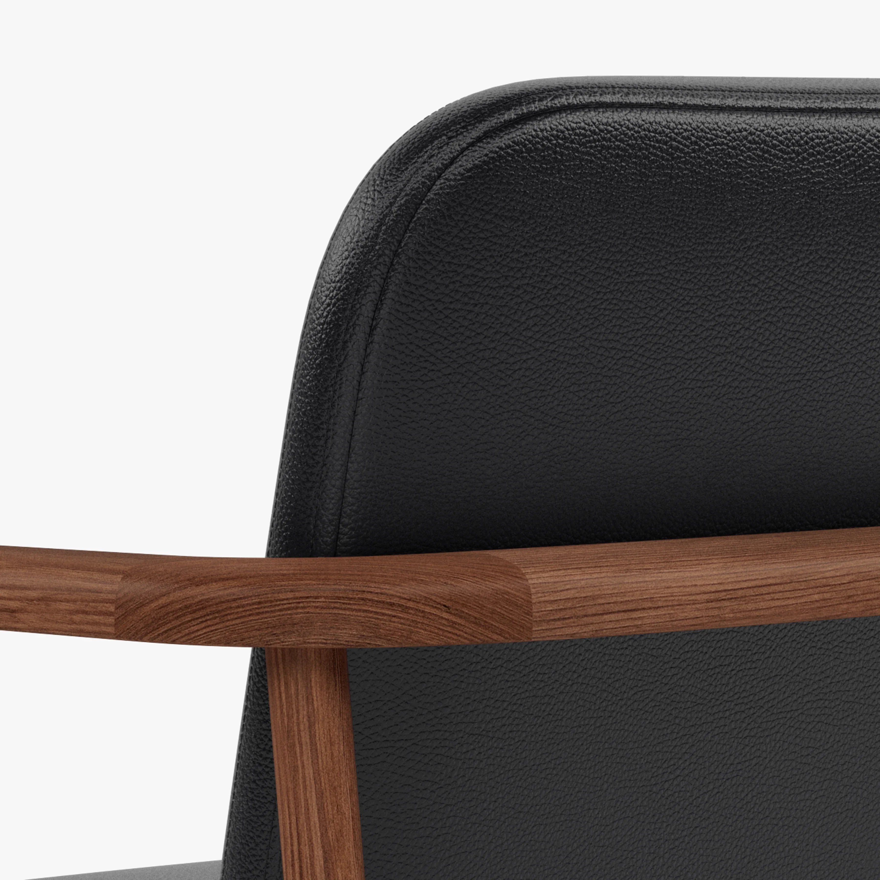 Jackson Dining Chair Black Leather Solid American Walnut