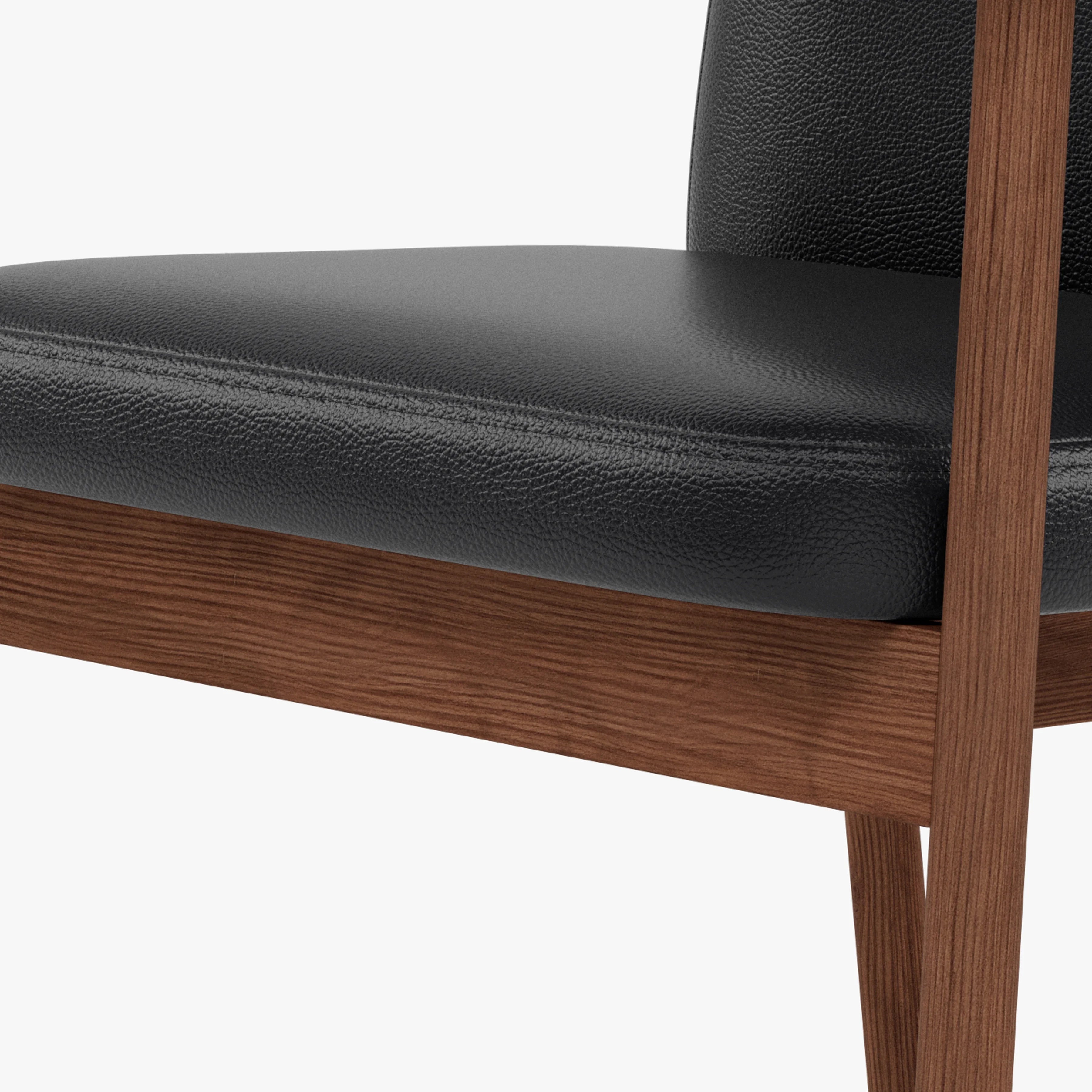 Jackson Dining Chair Black Leather Solid American Walnut