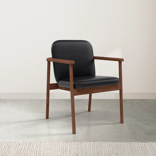 Jackson Dining Chair Black Leather Solid American Walnut
