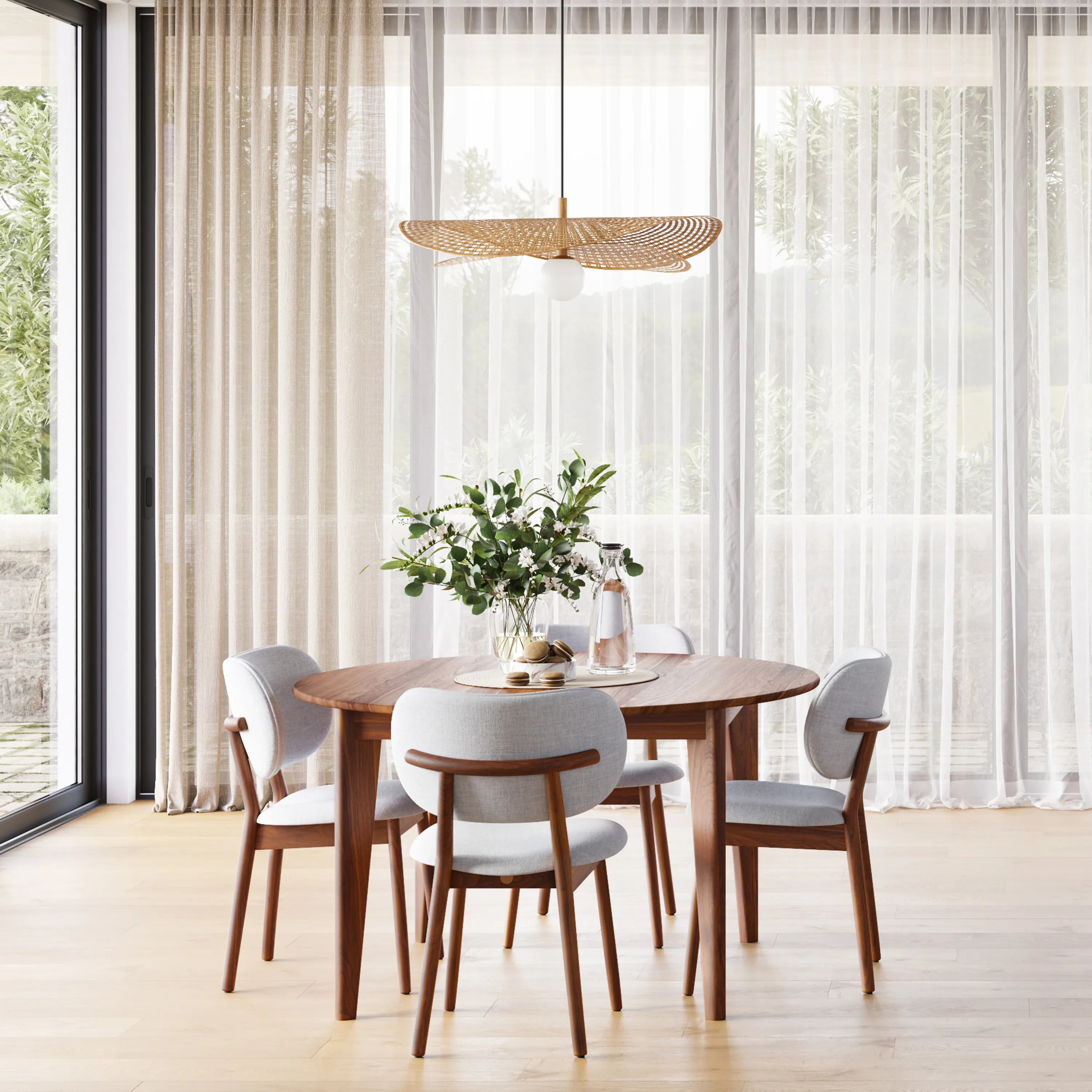 Jackson Dining Table Round Extendable 51-67" x 51" Solid American Walnut