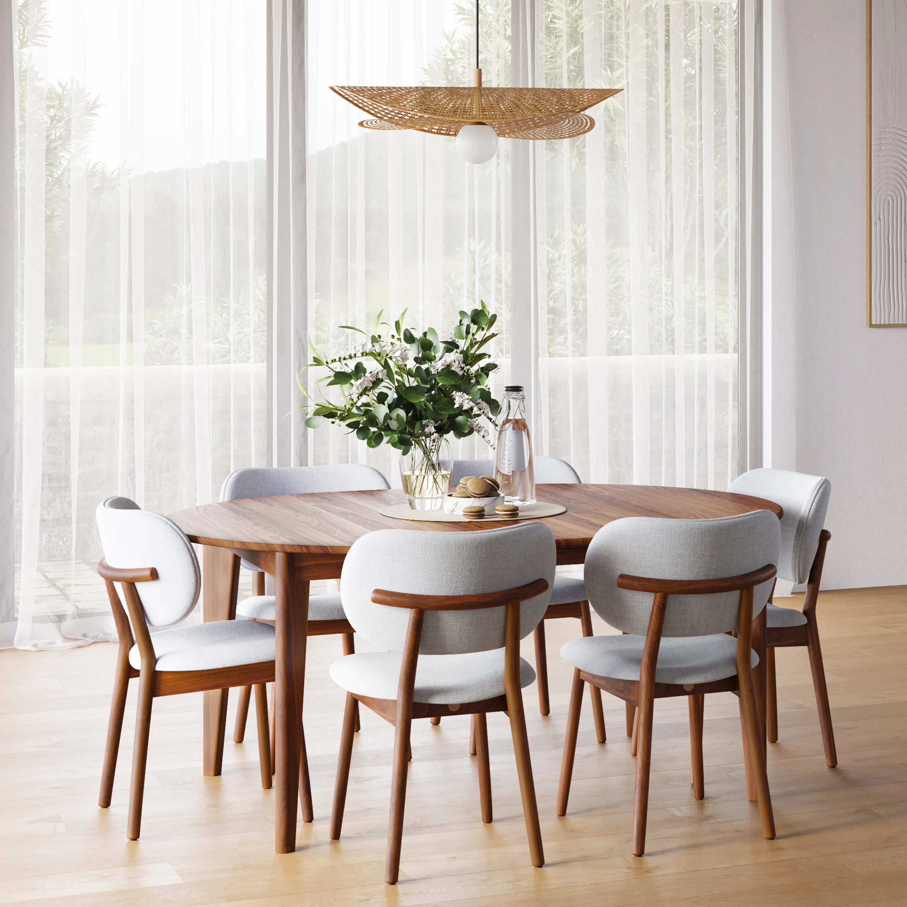 Jackson Dining Table Round Extendable 51-67" x 51" Solid American Walnut
