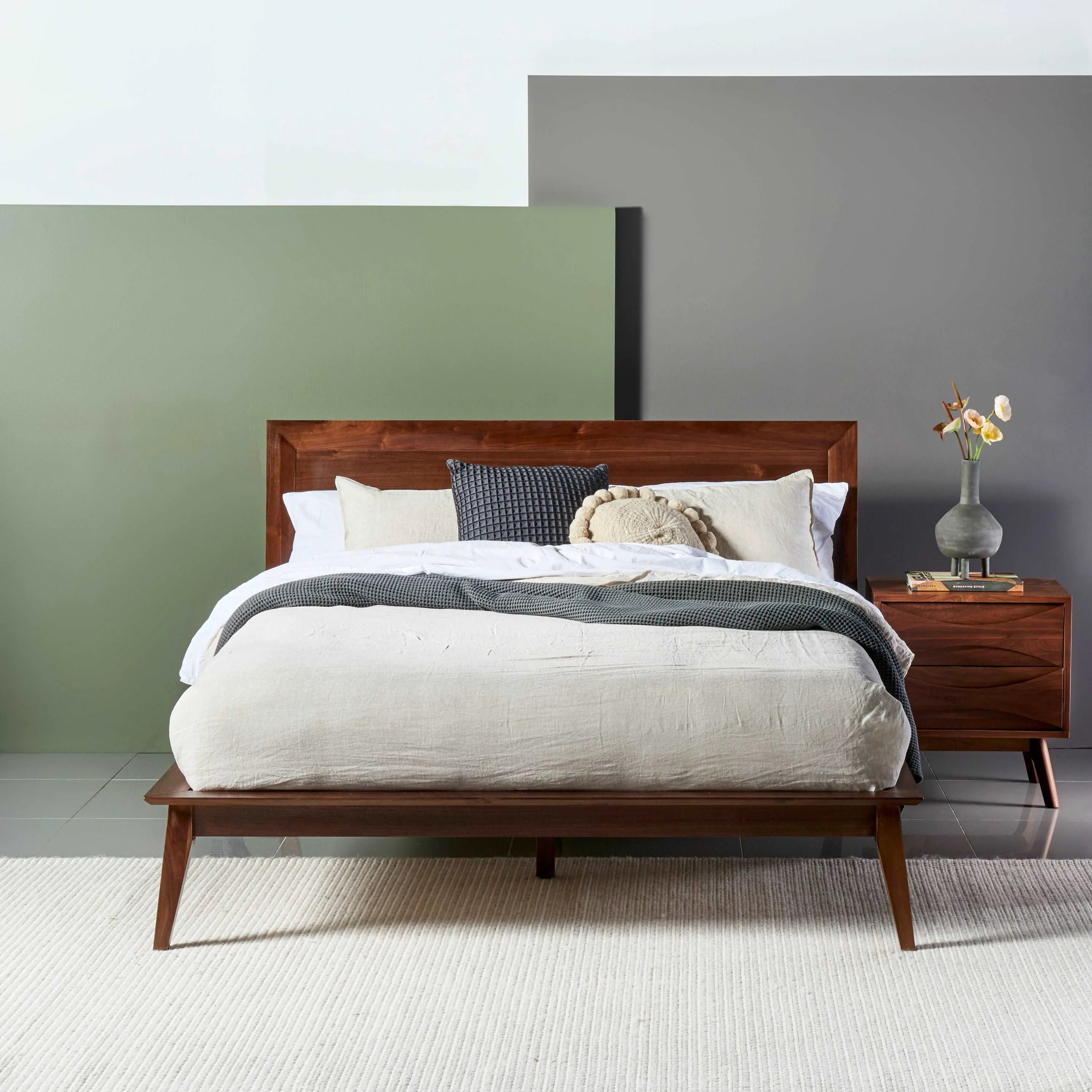 Jolanda Bed Frame King Solid American Walnut