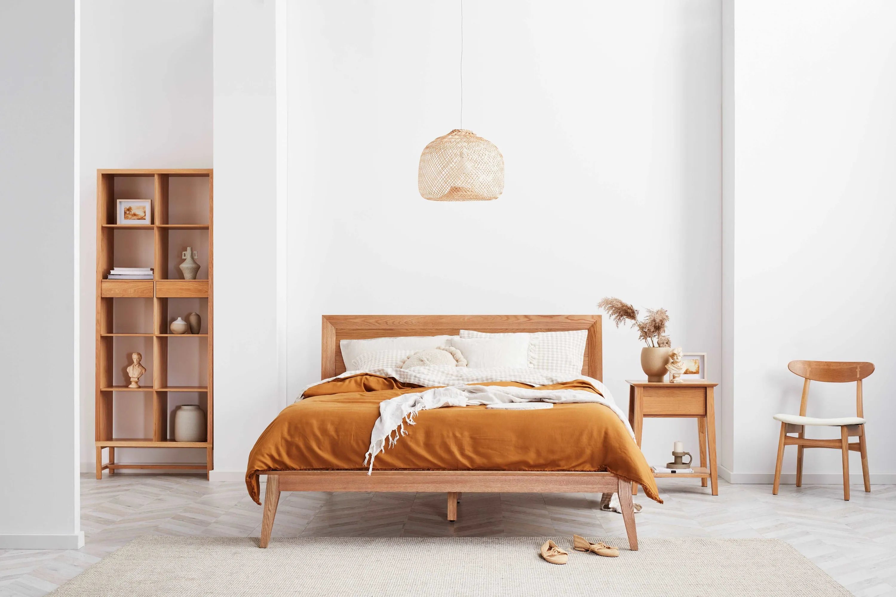 Jolanda Bed Frame Queen Solid American Oak