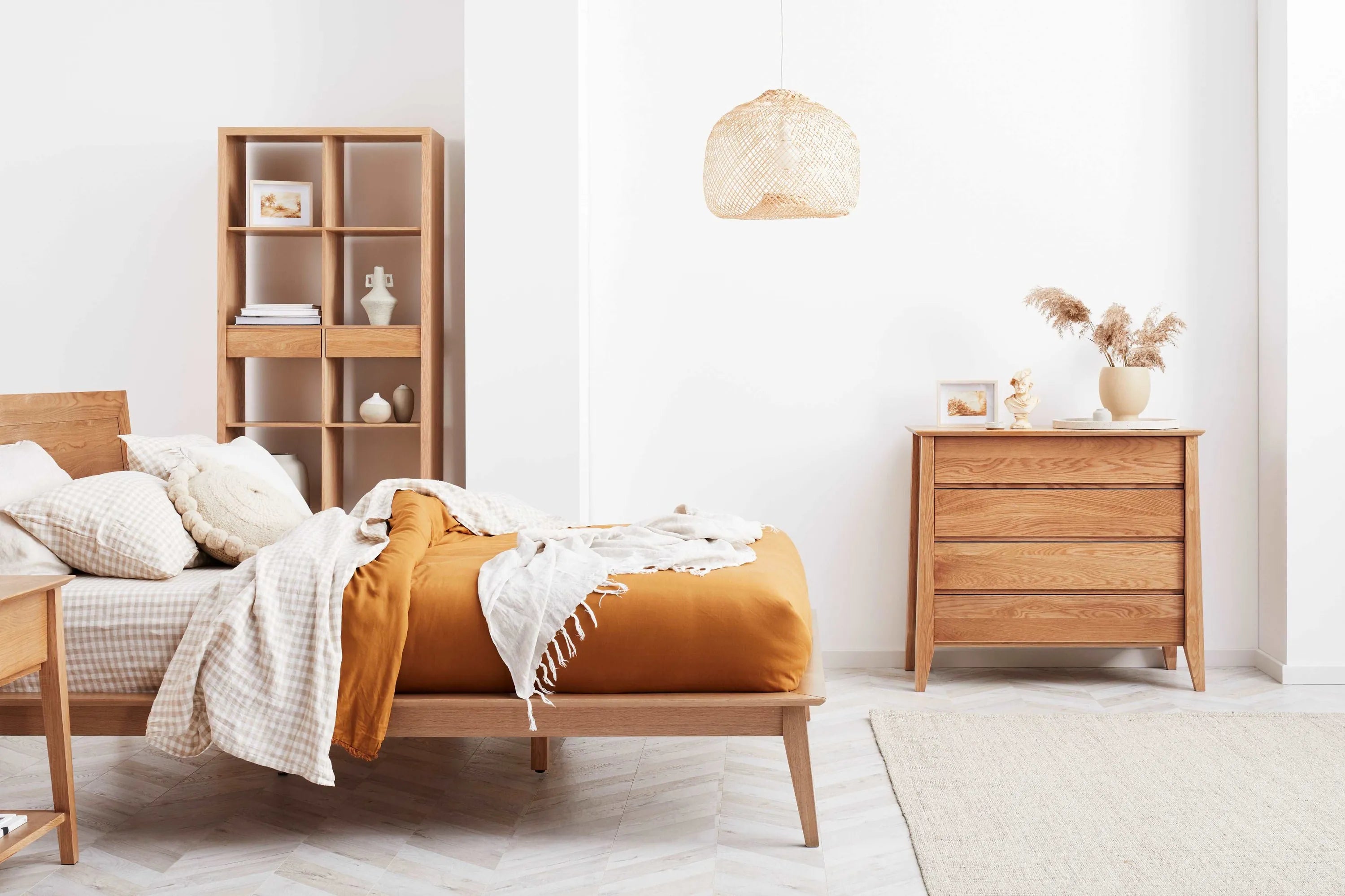 Jolanda Bed Frame Queen Solid American Oak