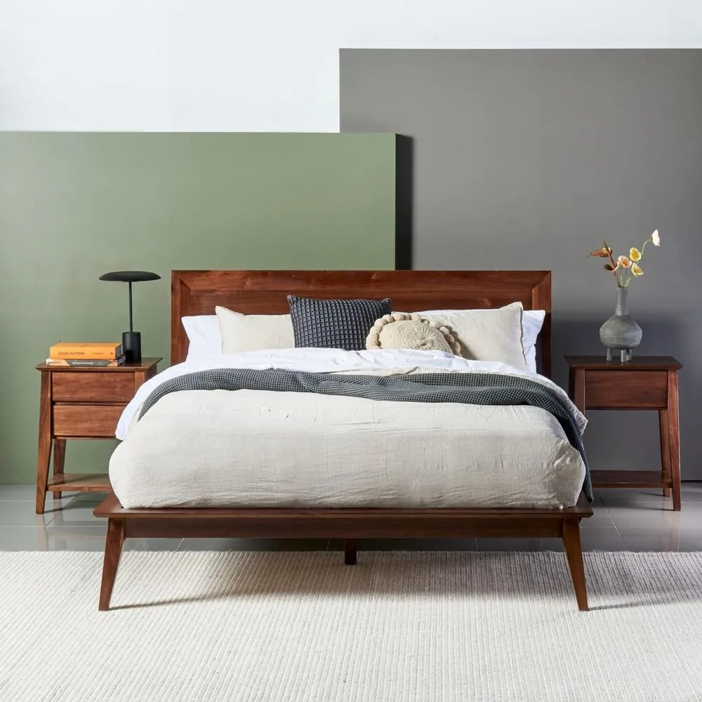 Jolanda Bed Frame Queen Solid American Walnut