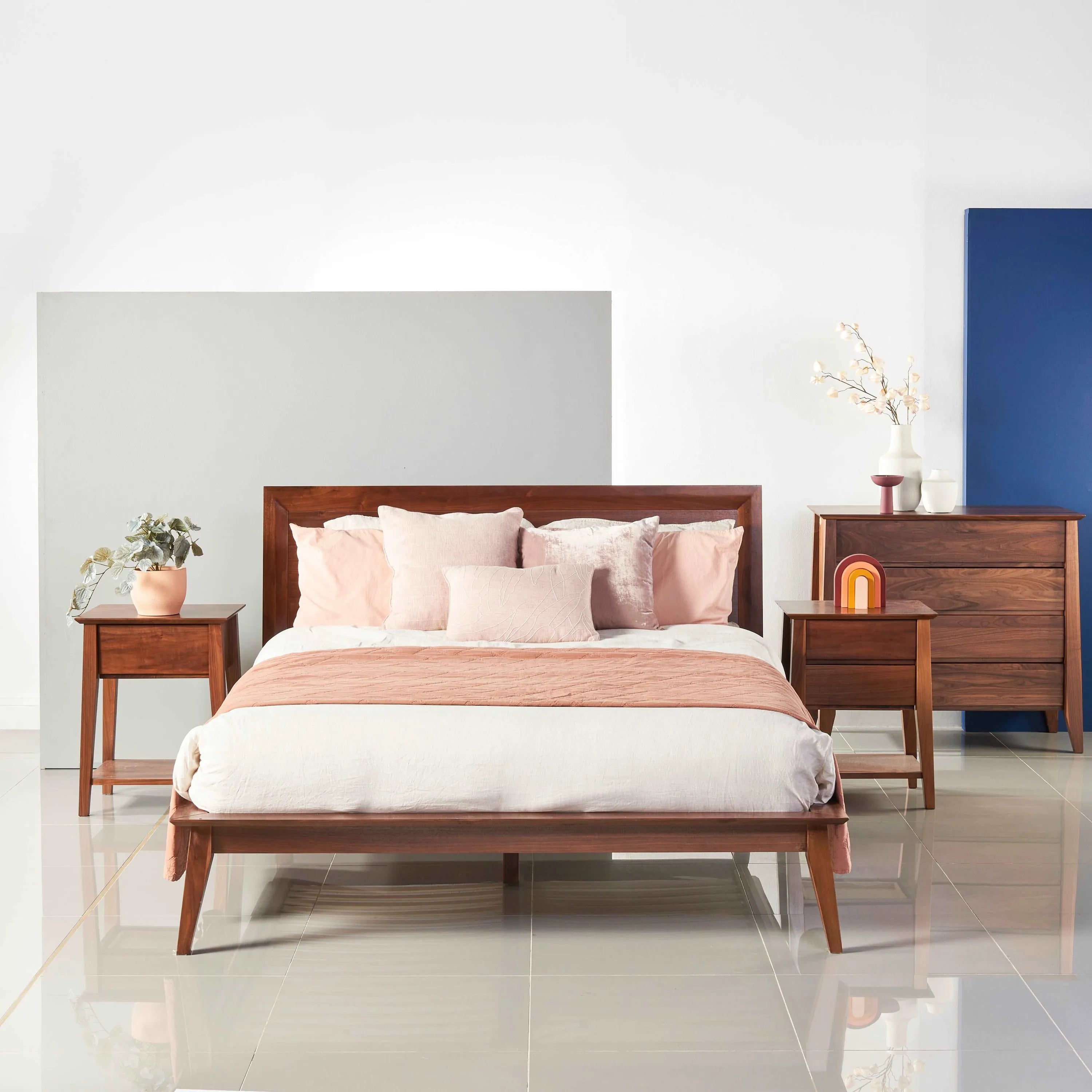 Jolanda Bed Frame Queen Solid American Walnut