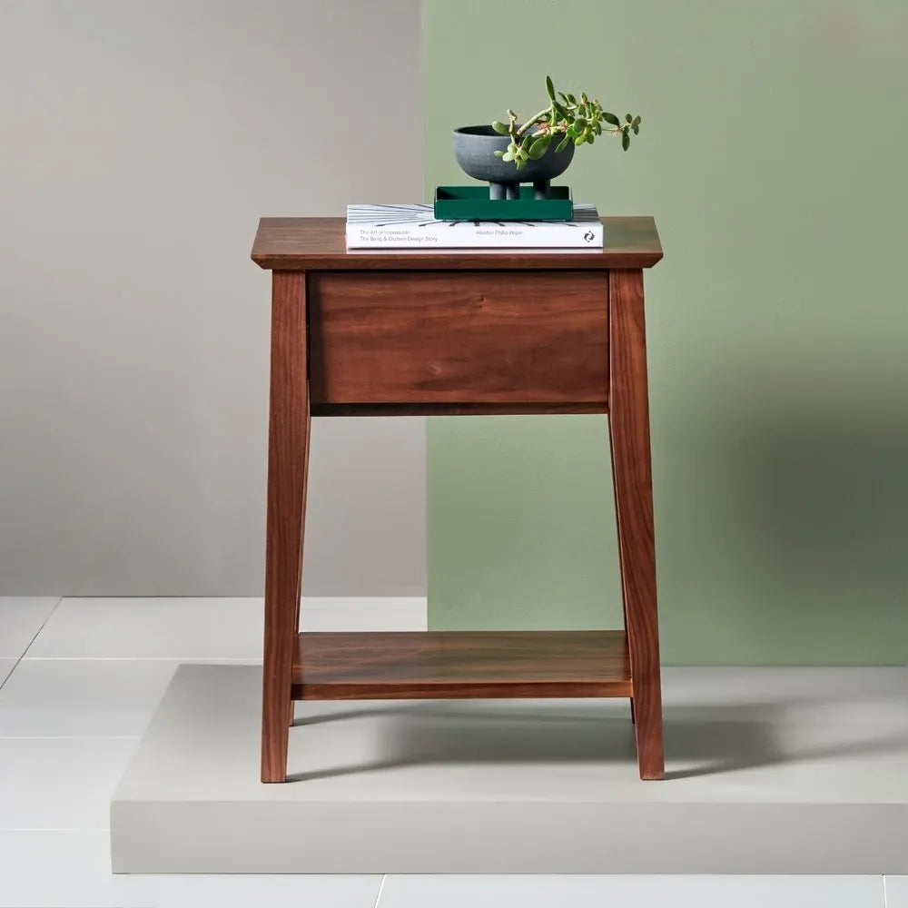 Jolanda Nightstand 1 Drawer 20" x 16" Solid American Walnut