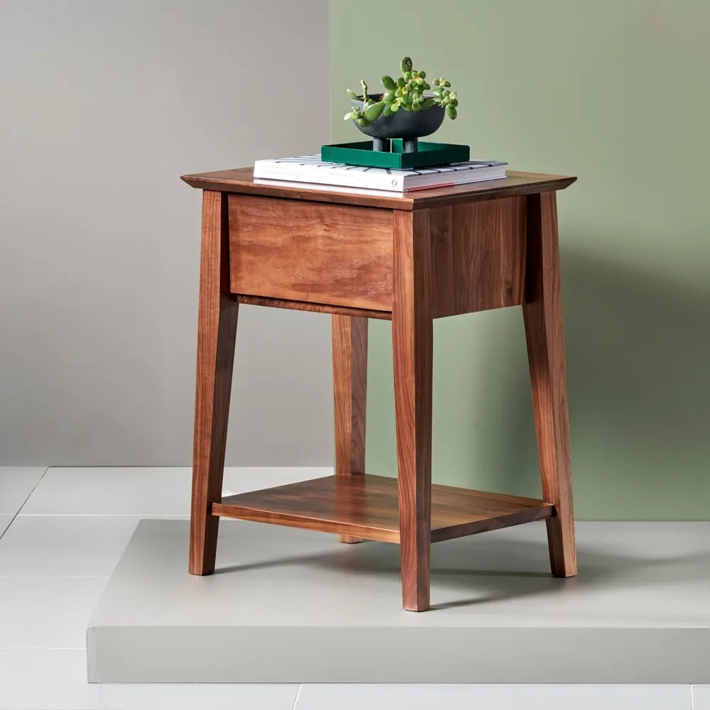 Jolanda Nightstand 1 Drawer 20" x 16" Solid American Walnut