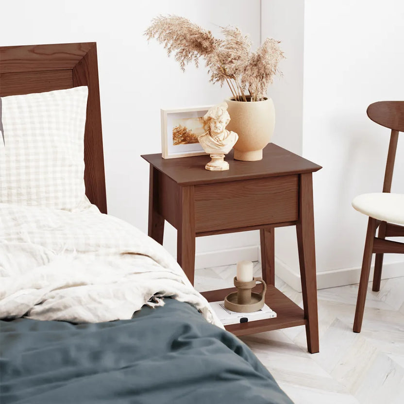 Jolanda Nightstand 1 Drawer 20" x 16" Solid American Walnut