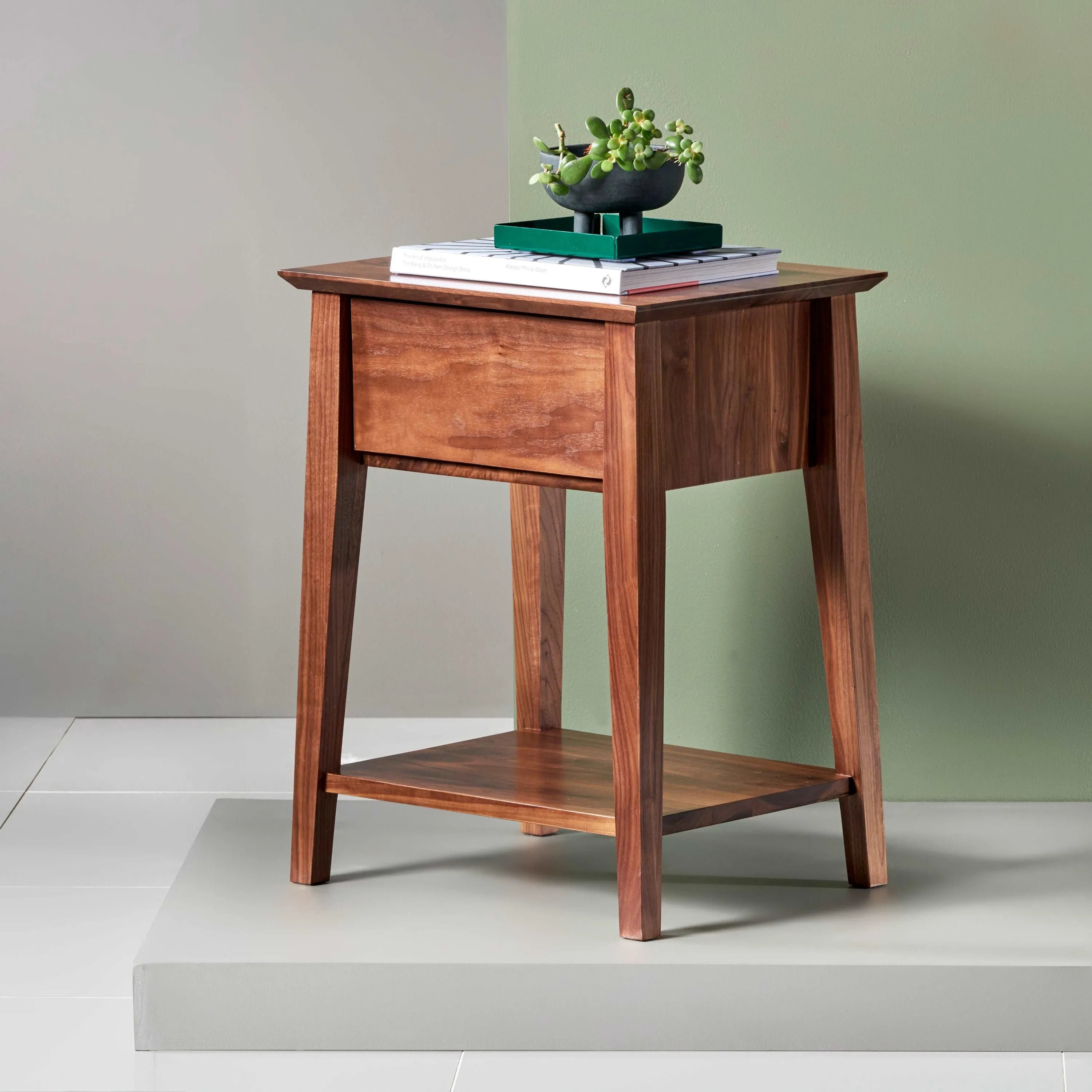 Jolanda Nightstand 1 Drawer 20" x 16" Solid American Walnut