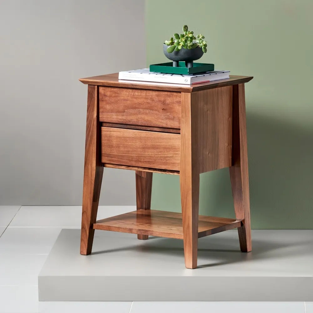 Jolanda Nightstand 2 Drawers 20" x 16" Solid American Walnut