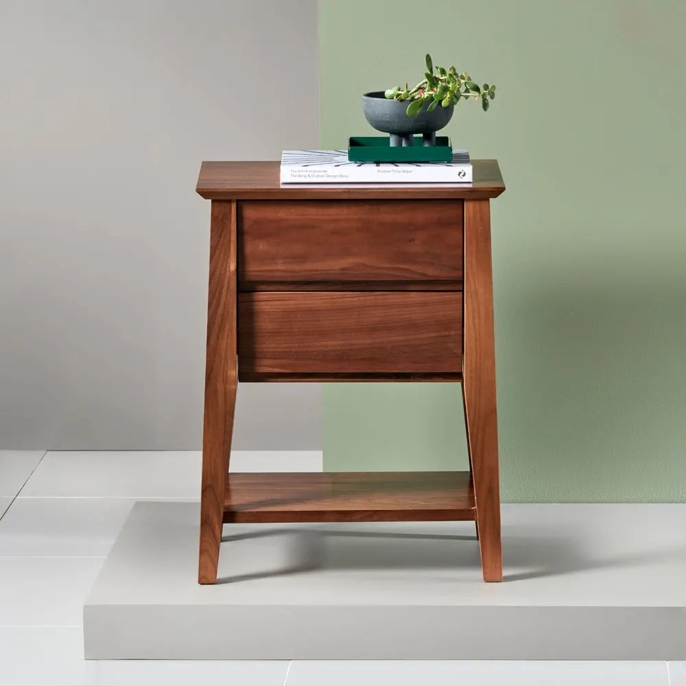 Jolanda Nightstand 2 Drawers 20" x 16" Solid American Walnut