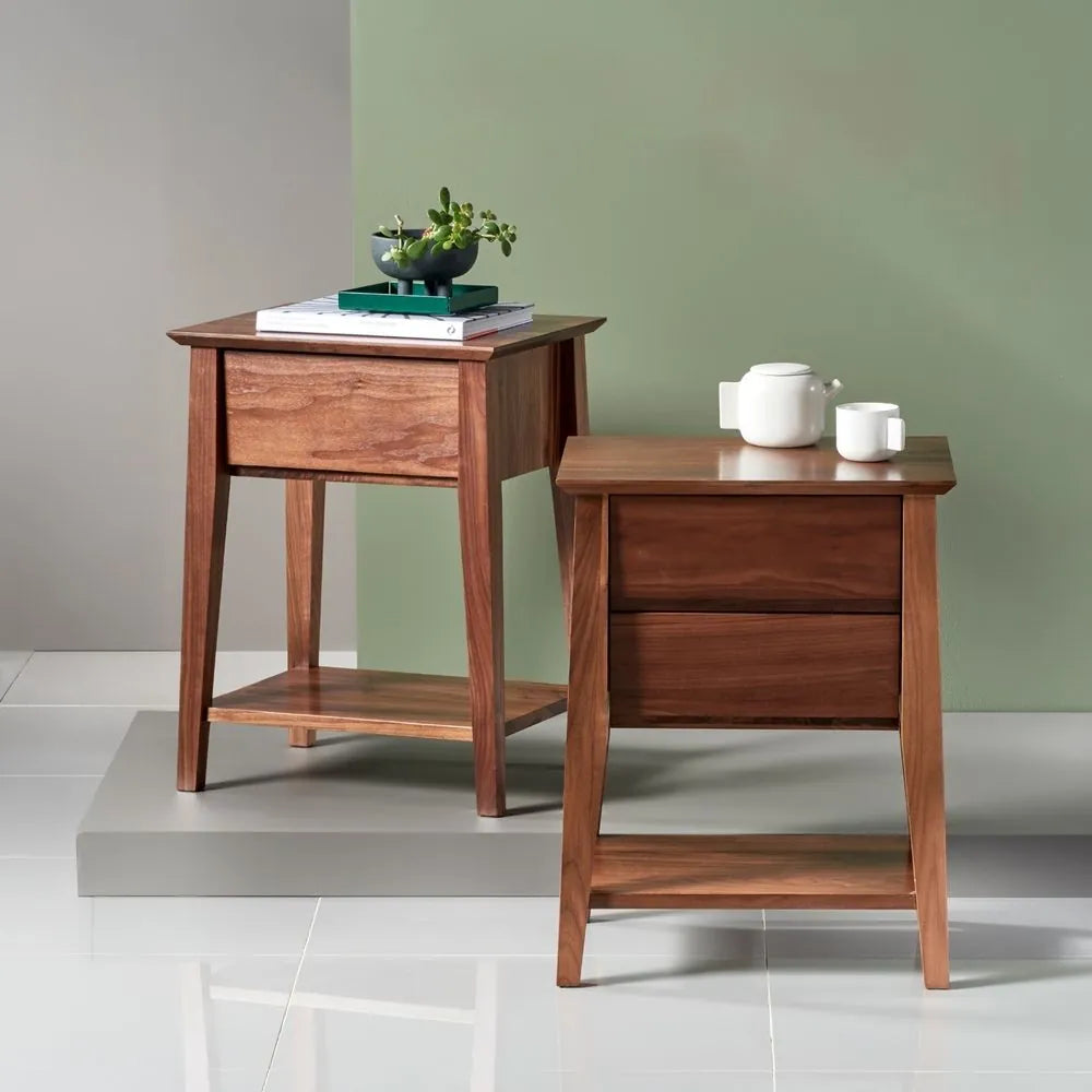 Jolanda Nightstand 2 Drawers 20" x 16" Solid American Walnut
