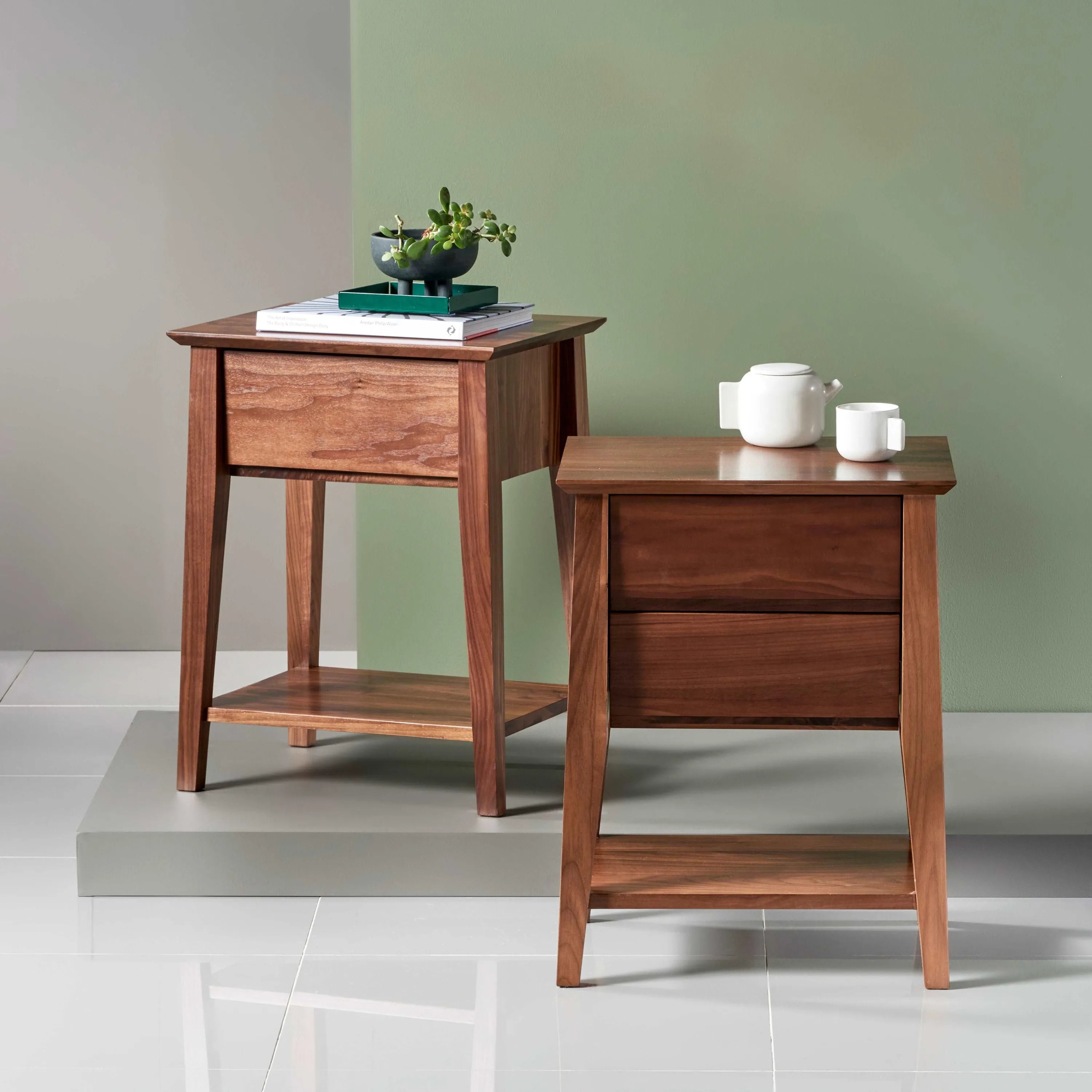 Jolanda Nightstand 2 Drawers 20" x 16" Solid American Walnut