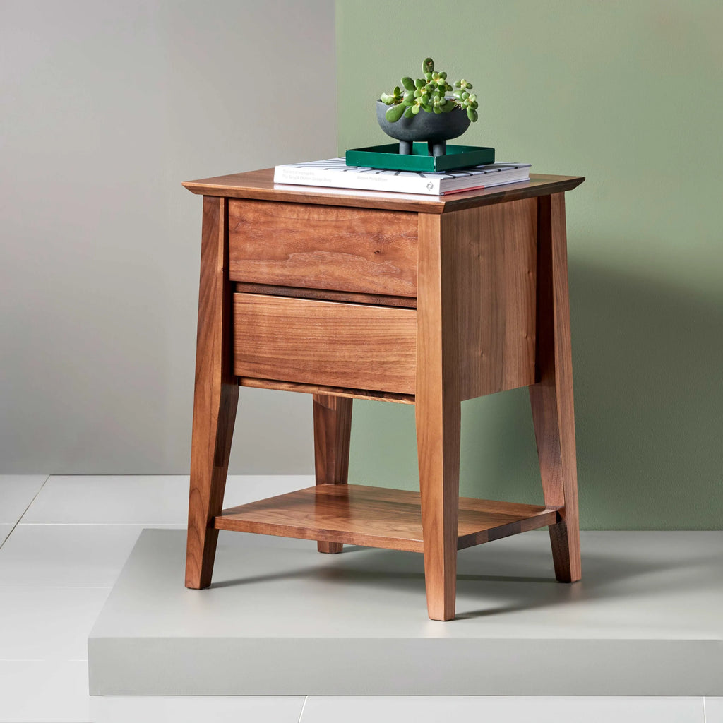 Jolanda Nightstand 2 Drawers 20" x 16" Solid American Walnut