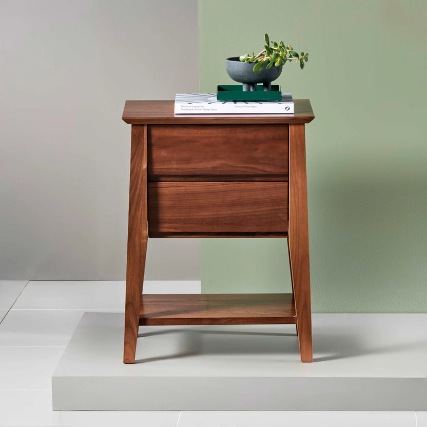 Jolanda Nightstand 2 Drawers 20" x 16" Solid American Walnut