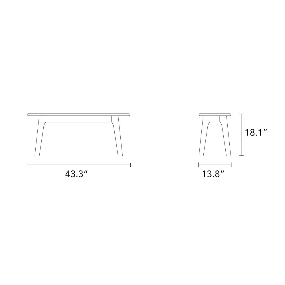 Magnus Bench 43" x 14" Solid American Walnut