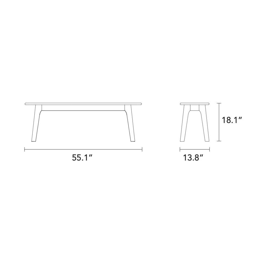 Magnus Bench 55" x 14" Solid American Walnut