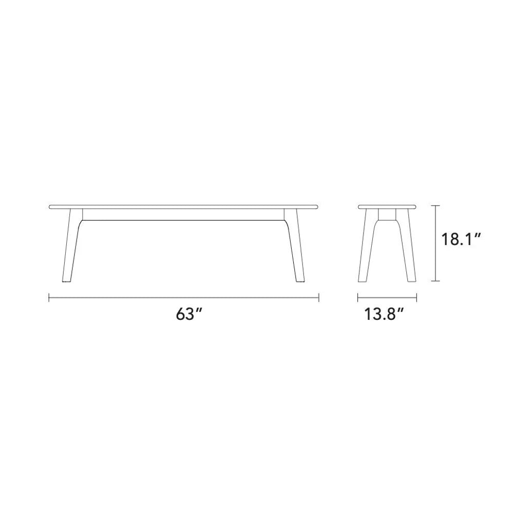 Magnus Bench 63" x 14" Solid American Walnut