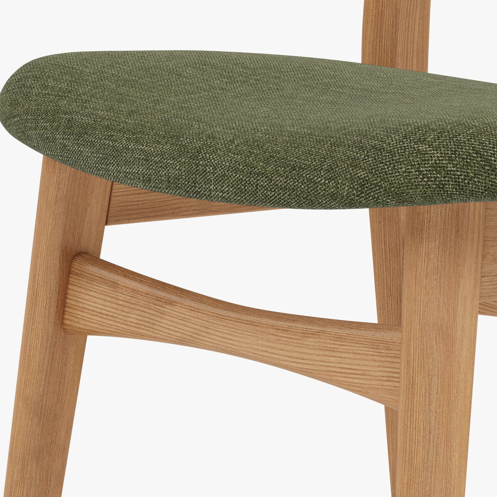 Magnus Dining Chair Aloe Green Fabric Solid American Oak