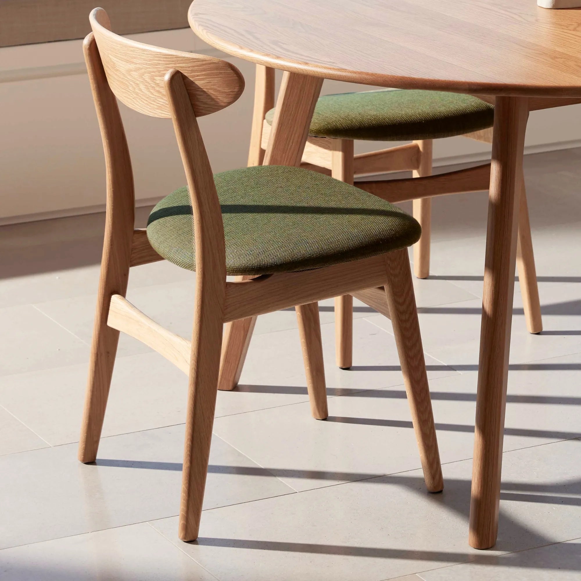 Magnus Dining Chair Aloe Green Fabric Solid American Oak