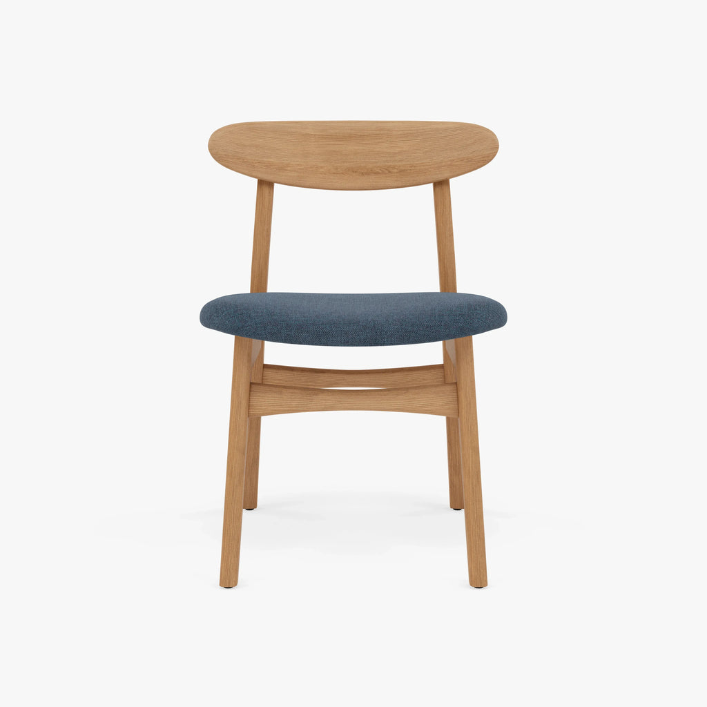 Magnus Dining Chair Chambray Blue Fabric Solid American Oak
