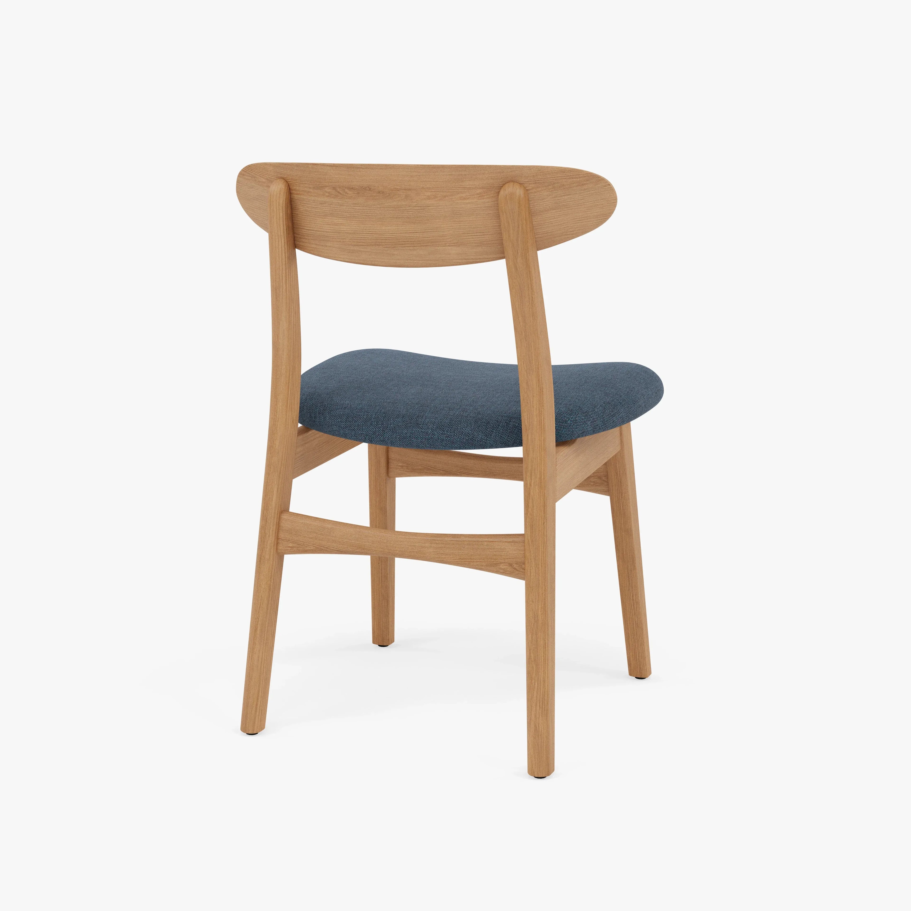 Magnus Dining Chair Chambray Blue Fabric Solid American Oak