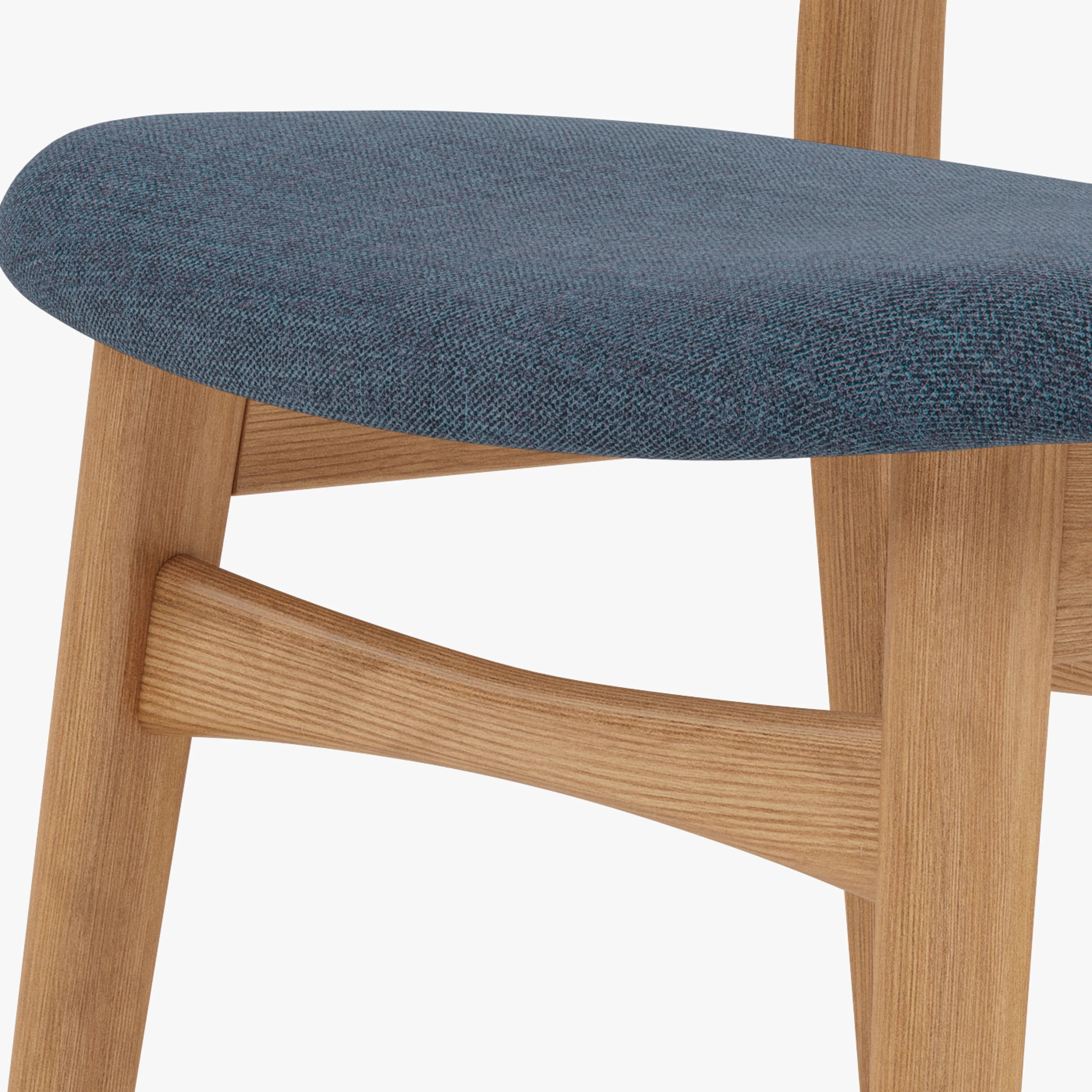 Magnus Dining Chair Chambray Blue Fabric Solid American Oak