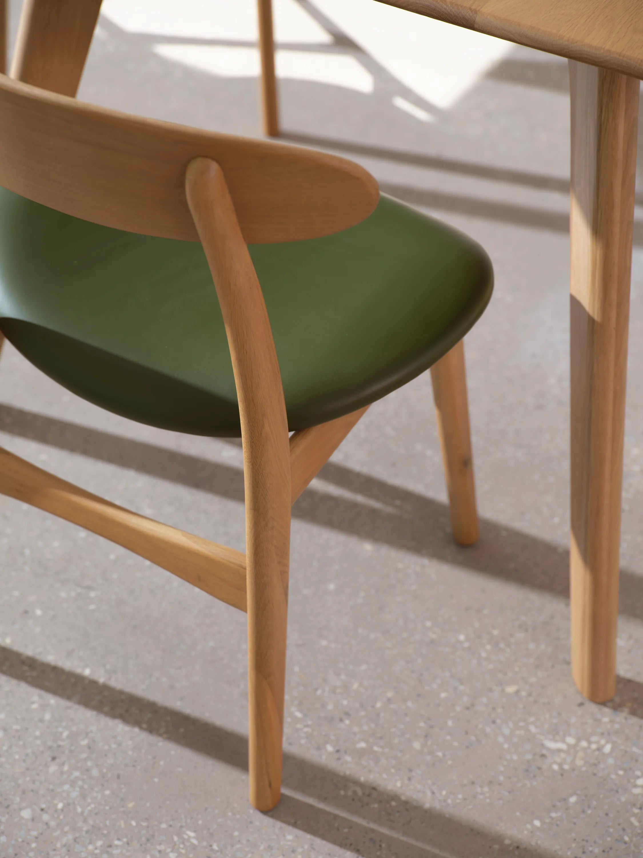 Magnus Dining Chair Green Leather Solid American Oak