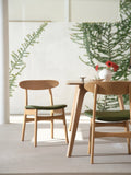 Magnus Dining Chair Green Leather Solid American Oak