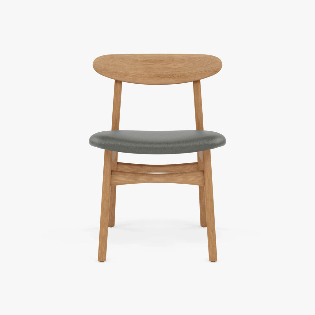 Magnus Dining Chair Gray Leather Solid American Oak