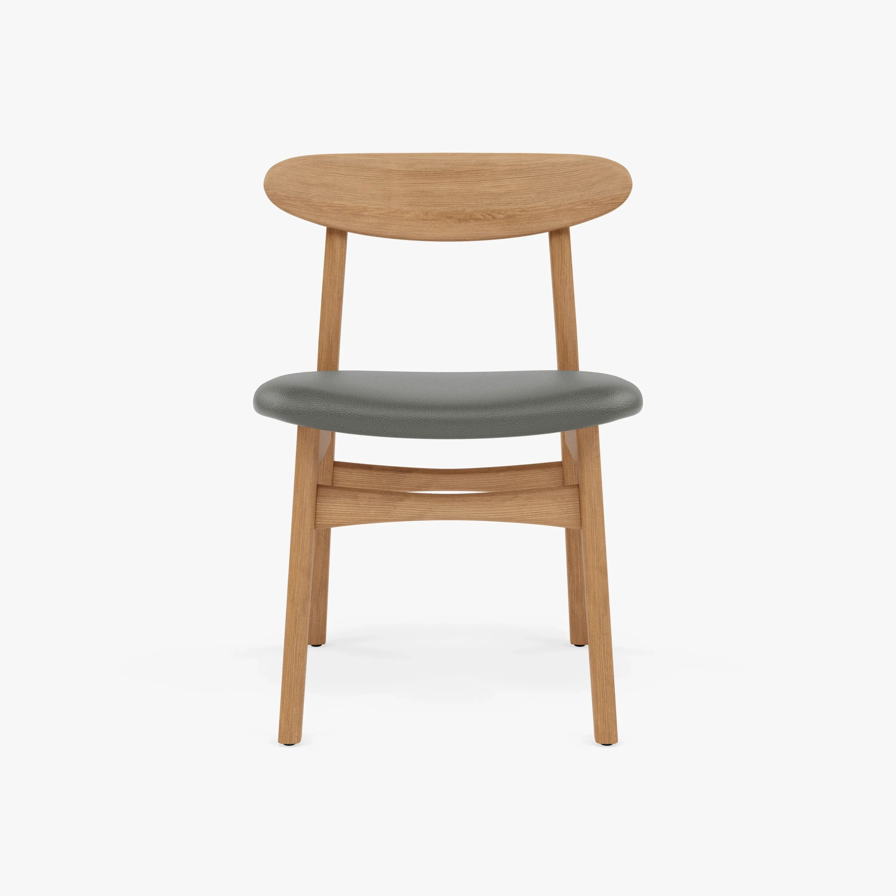 Magnus Dining Chair Gray Leather Solid American Oak