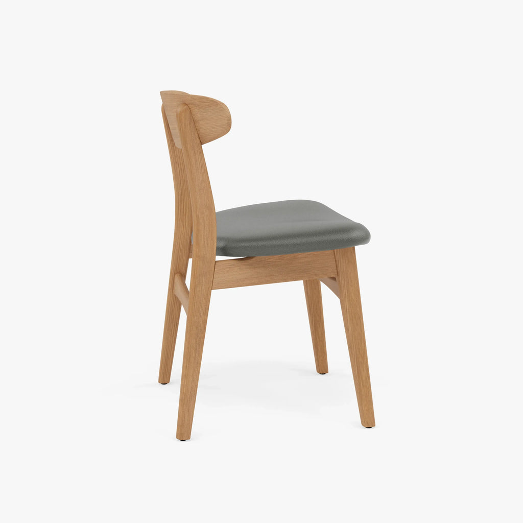 Magnus Dining Chair Gray Leather Solid American Oak