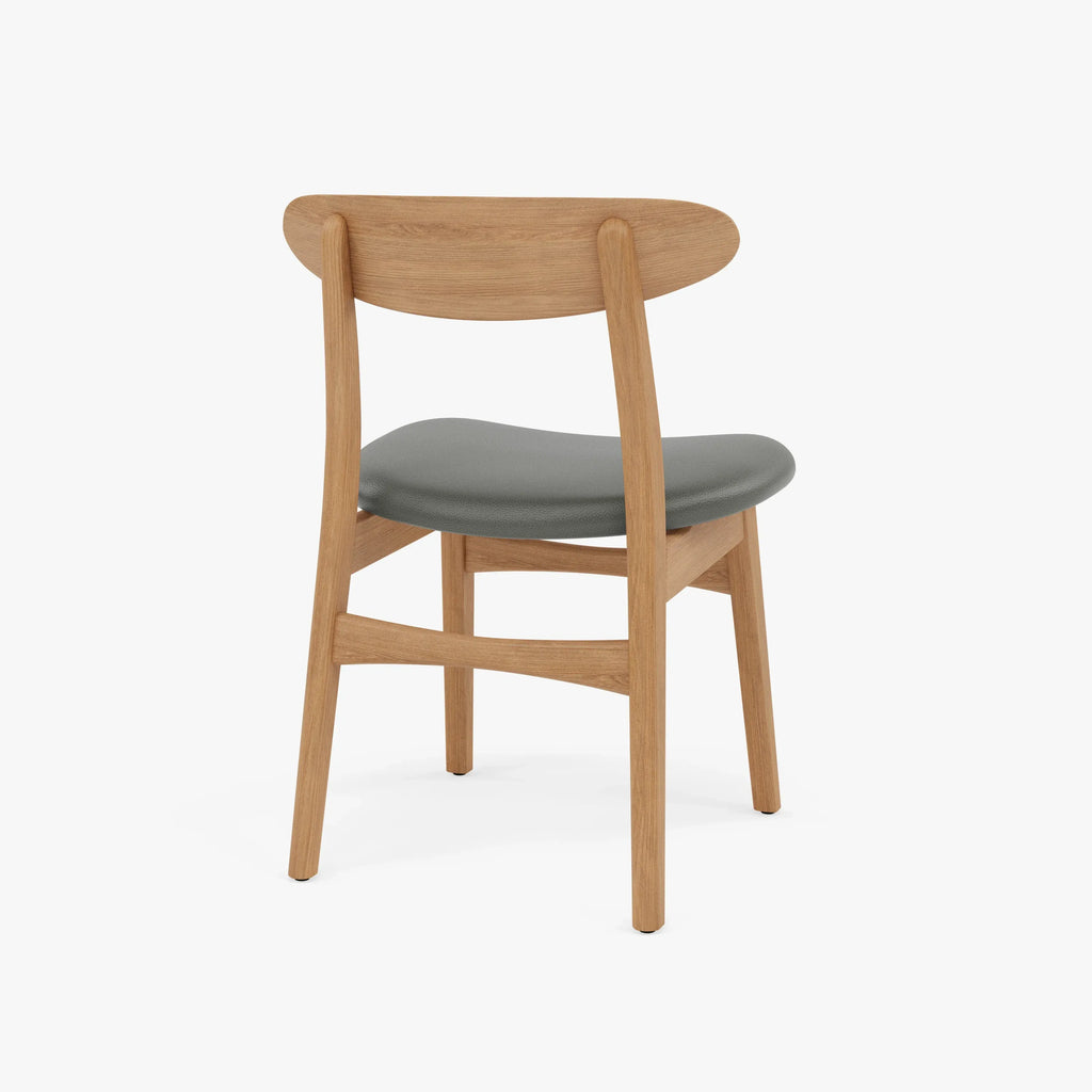 Magnus Dining Chair Gray Leather Solid American Oak