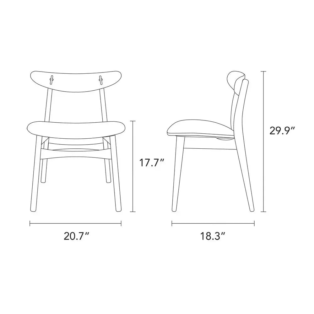 Magnus Dining Chair Gray Leather Solid American Oak