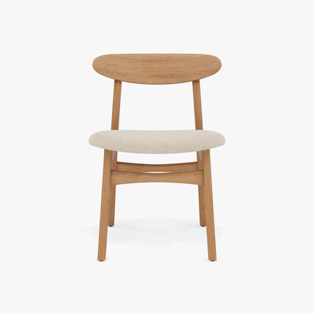 Magnus Dining Chair Oatmeal Beige Fabric Solid American Oak
