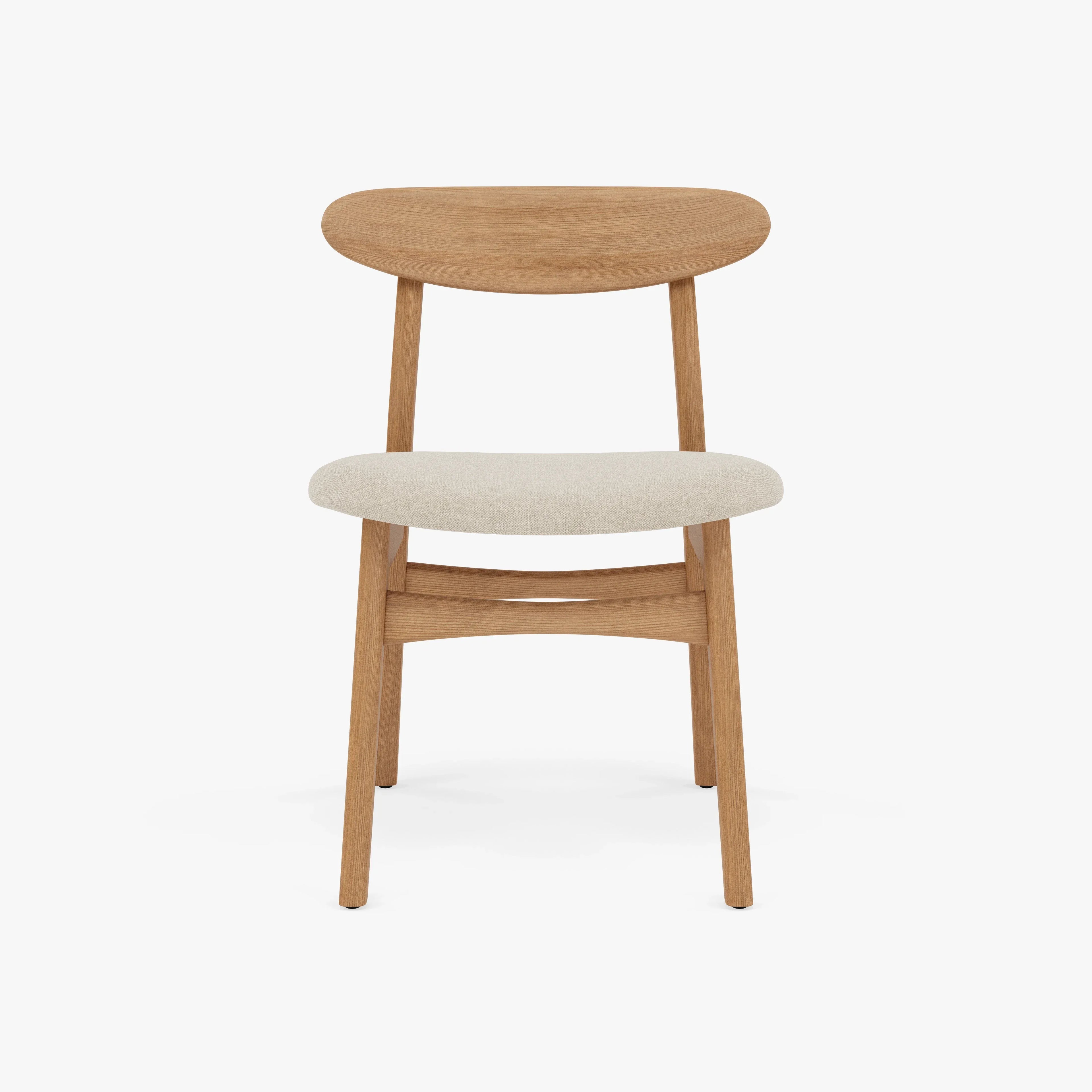 Magnus Dining Chair Oatmeal Beige Fabric Solid American Oak