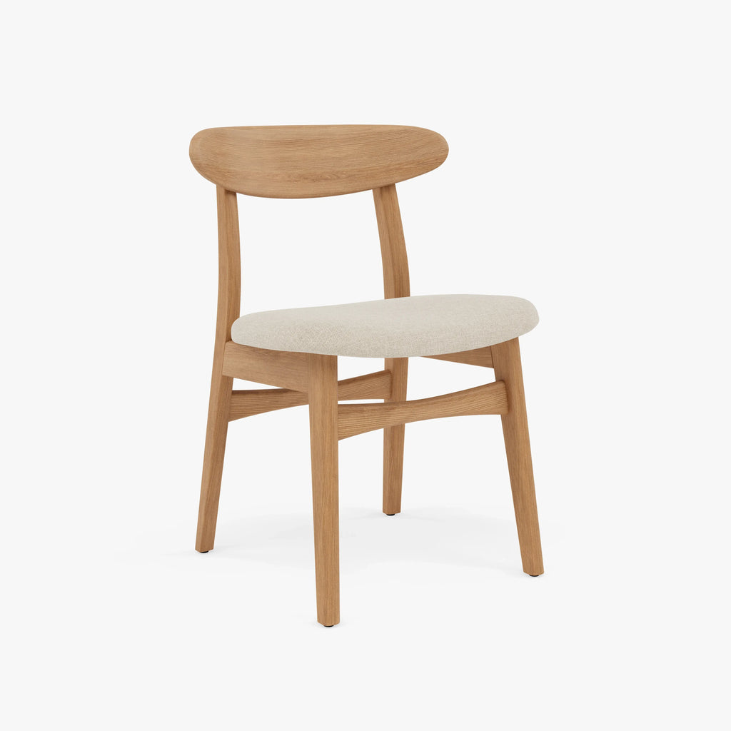 Magnus Dining Chair Oatmeal Beige Fabric Solid American Oak