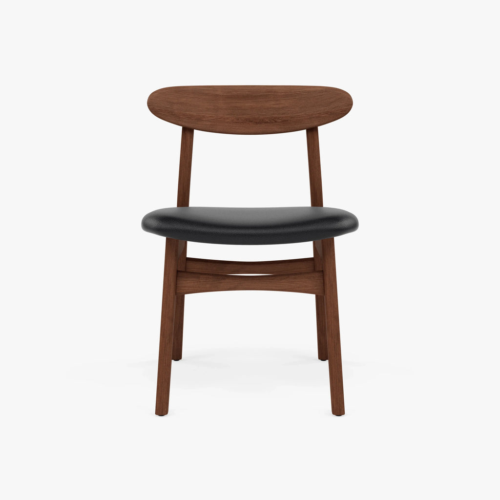 Magnus Dining Chair Black Leather Solid American Walnut