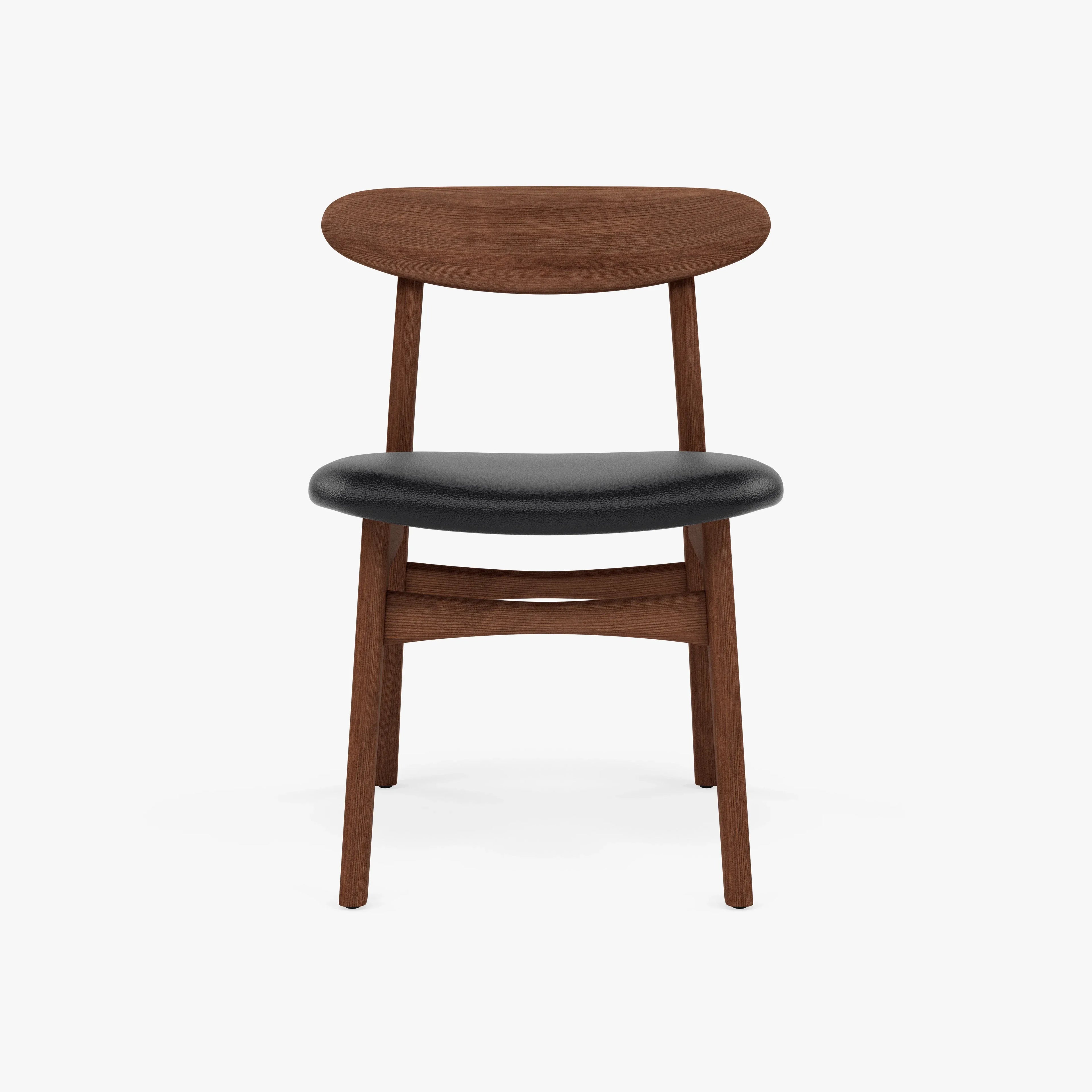 Magnus Dining Chair Black Leather Solid American Walnut