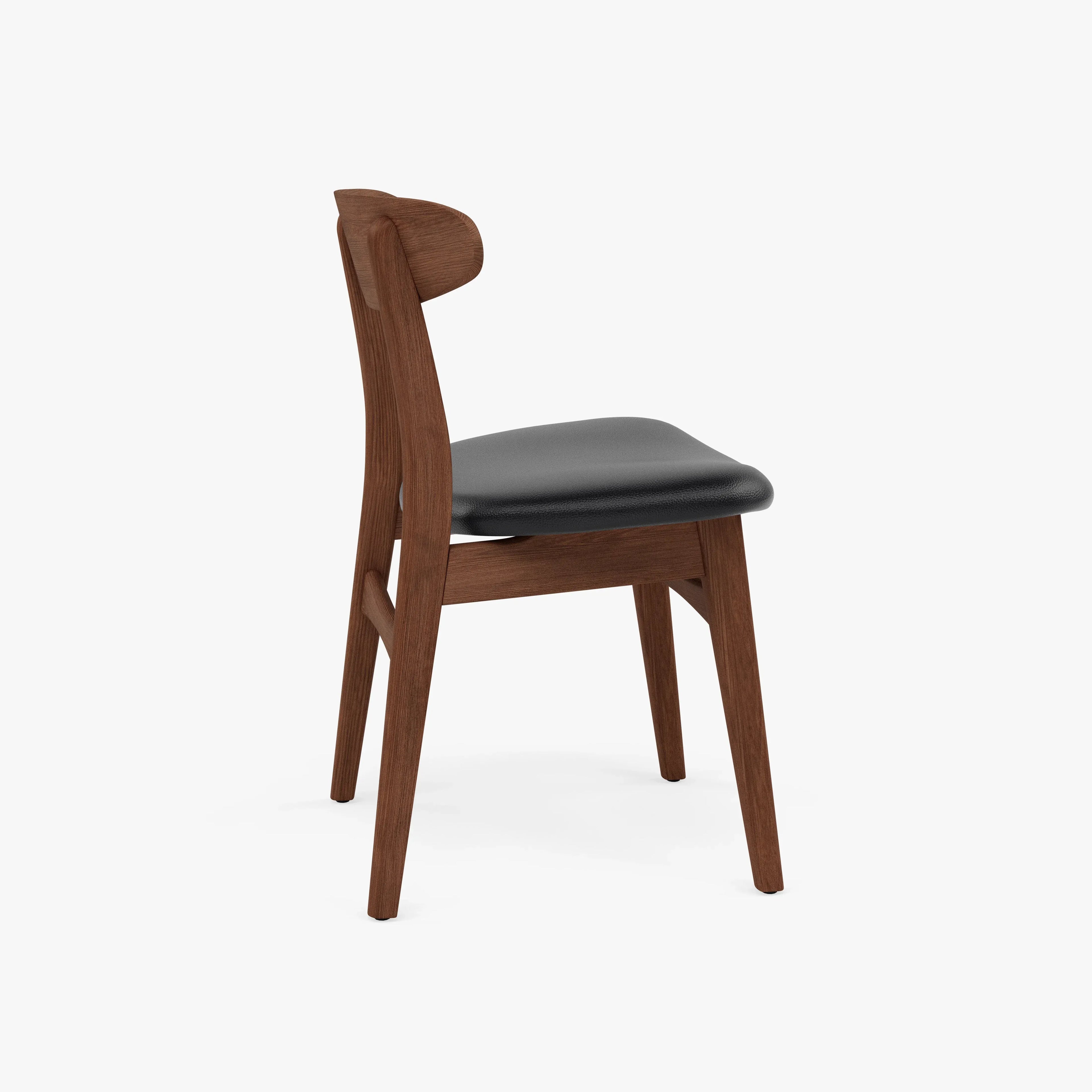Magnus Dining Chair Black Leather Solid American Walnut
