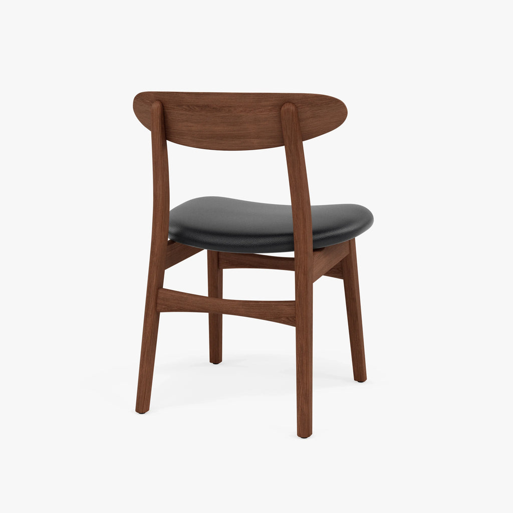 Magnus Dining Chair Black Leather Solid American Walnut